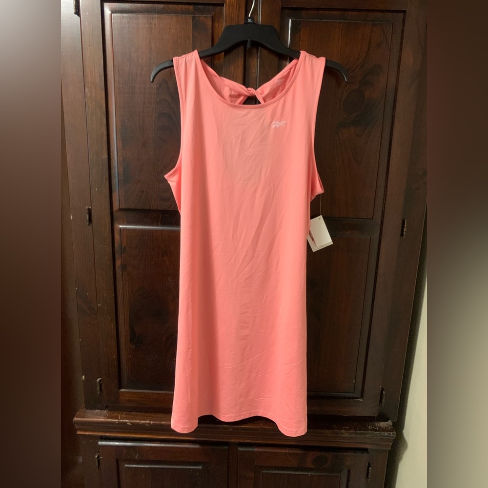 NWT New Reebok women coral pink athletic dress twist sleeveless Large L summer